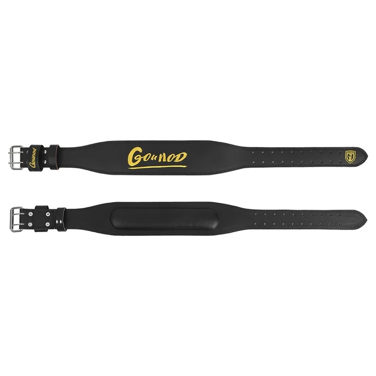 GOUNOD HY034 Ceinture de musculation brodée en cuir PU pour soulevé de terre et support lombaire, Taille S - Noir