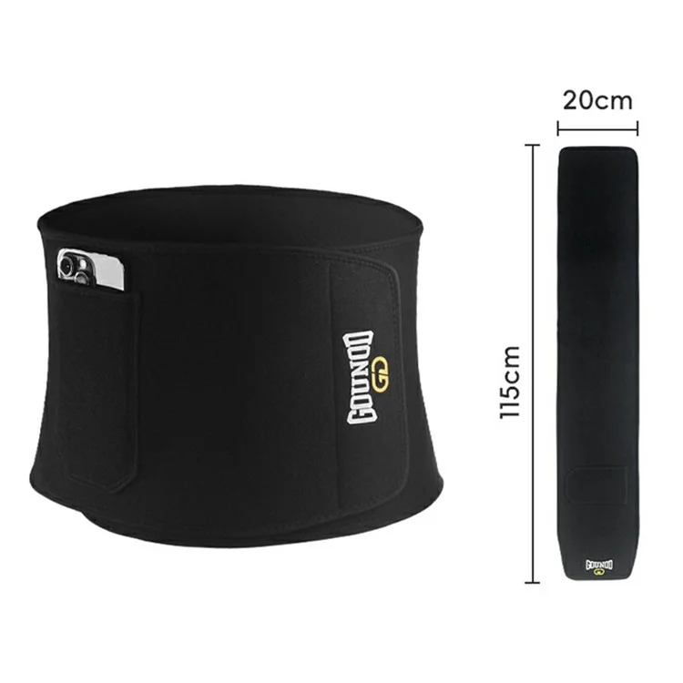 GOUNOD HY007 Cinto de Cintura Ajustável Faixa de Suor Suporte de Treinador Abdominal para Fitness - Preto M