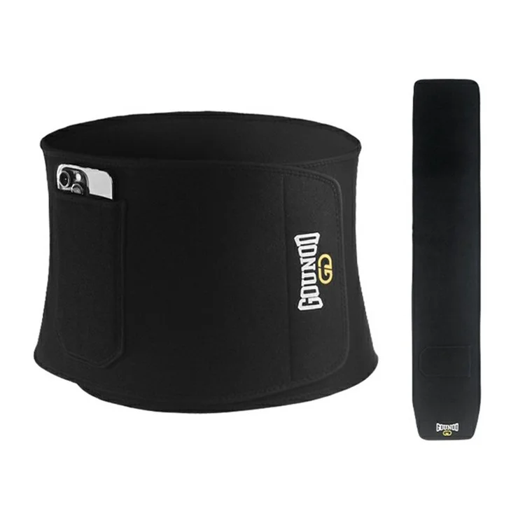 GOUNOD HY007 Adjustable Waist Trimmer Belt Sweat Band Abdominal Trainer Support for Fitness - Black L