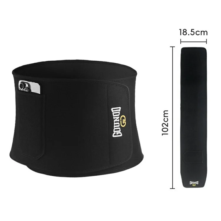 GOUNOD HY007 Adjustable Waist Trimmer Belt Sweat Band Abdominal Trainer Support for Fitness - Black L