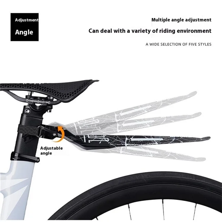 ENLEE E22141 Parafango per Bicicletta con Angolo Regolabile, Protezione Antispruzzi Posteriore per Bici da Strada e Mountain Bike - Montaggio su Sella / Stile A