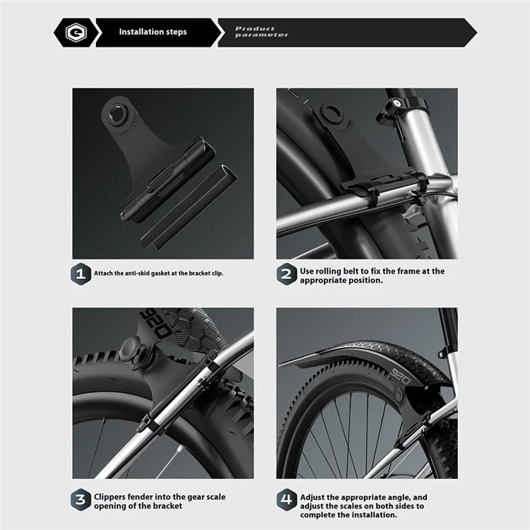 ENLEE E22137 For Mountain Bike Mudguard Textured Surface Quick Release Bicycle Fender