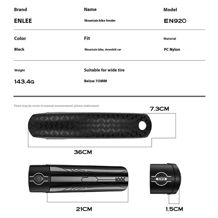 ENLEE E22137 For Mountain Bike Mudguard Textured Surface Quick Release Bicycle Fender