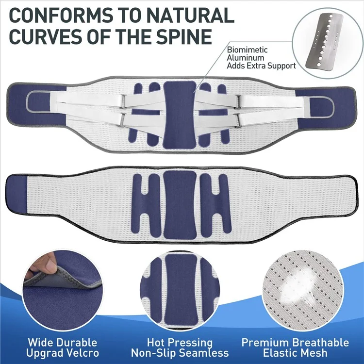 YF-YD042 Size 3XL Thermal Pressed Steel Plate Sports Waist Brace Adults Fitness Basketball Deadlift Waist Support Band - Blue
