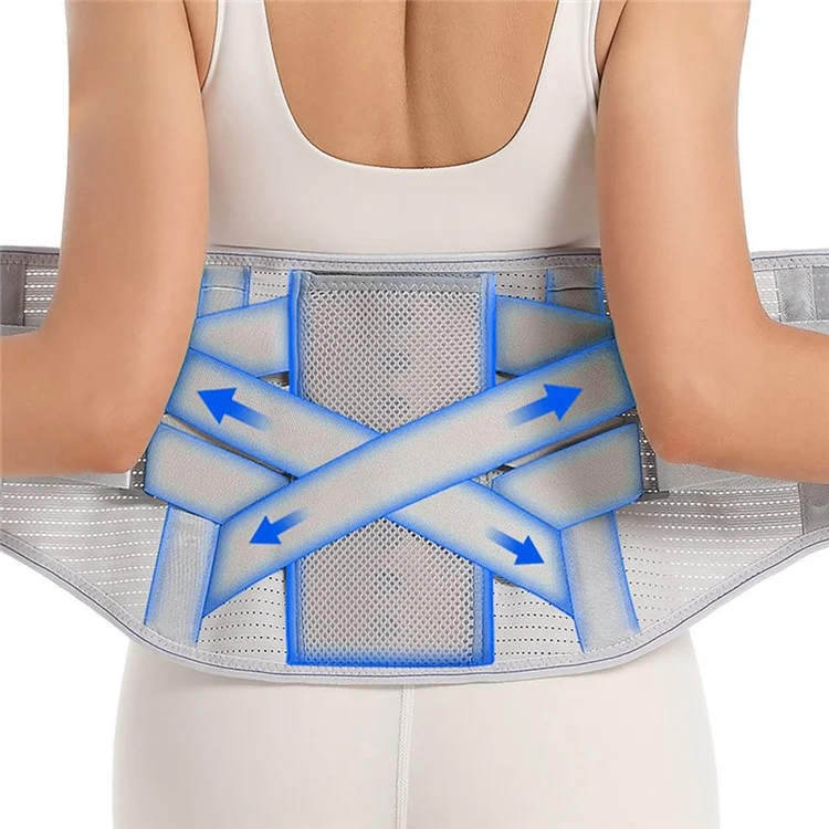 YF-YD031 Faixa de Suporte Esportiva para Lombar com Placa de Aço Larga para Levantamento de Peso e Fitness - Cinza / M