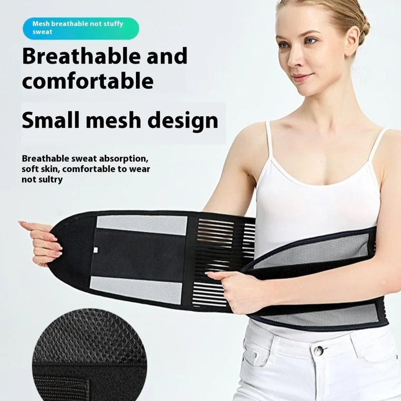 Cinto de Suporte para Cintura Correndo Fitness Levantamento de Peso Respirável Malha Compressão Placa de Aço Braçadeira para Cintura - Preto M