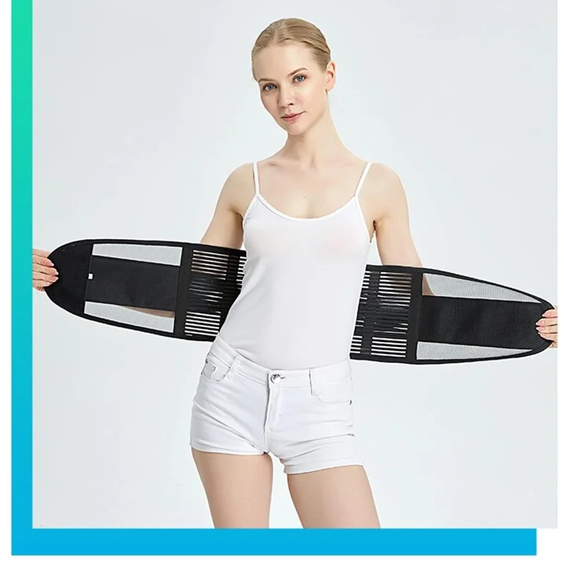 Cinto de Suporte para Cintura Correndo Fitness Levantamento de Peso Respirável Malha Compressão Placa de Aço Braçadeira para Cintura - Preto M