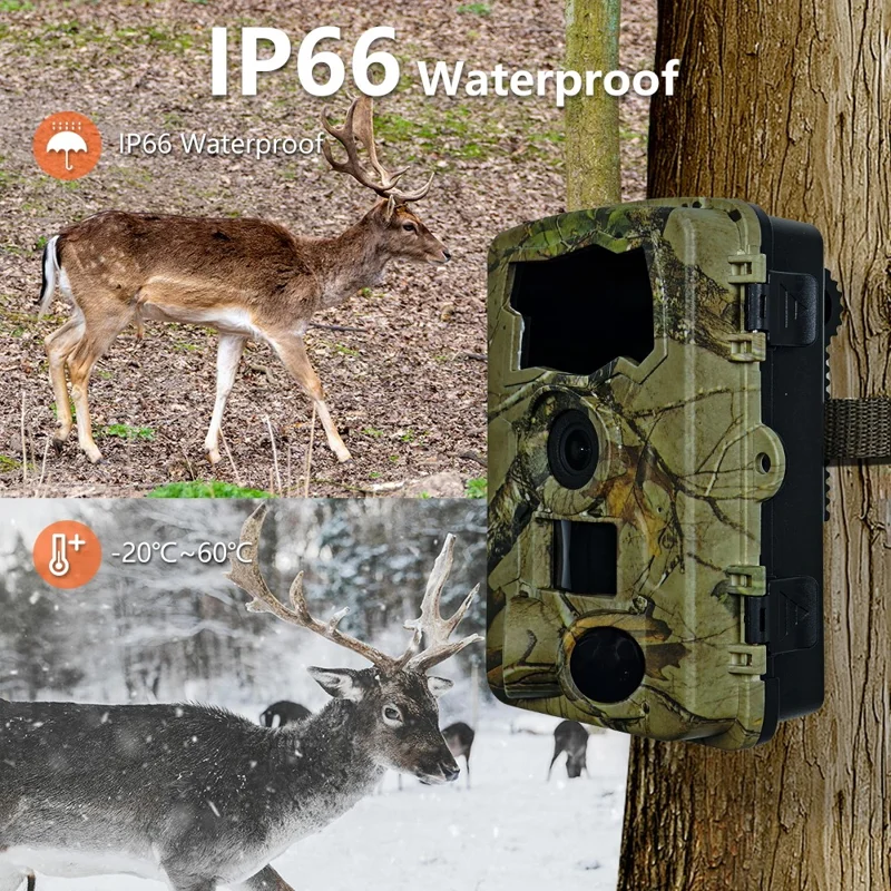 PR909W Fotocamera per Sicurezza Esterna, Caccia, 5K 60MP WiFi Visione Notturna Telecamera di Sorveglianza