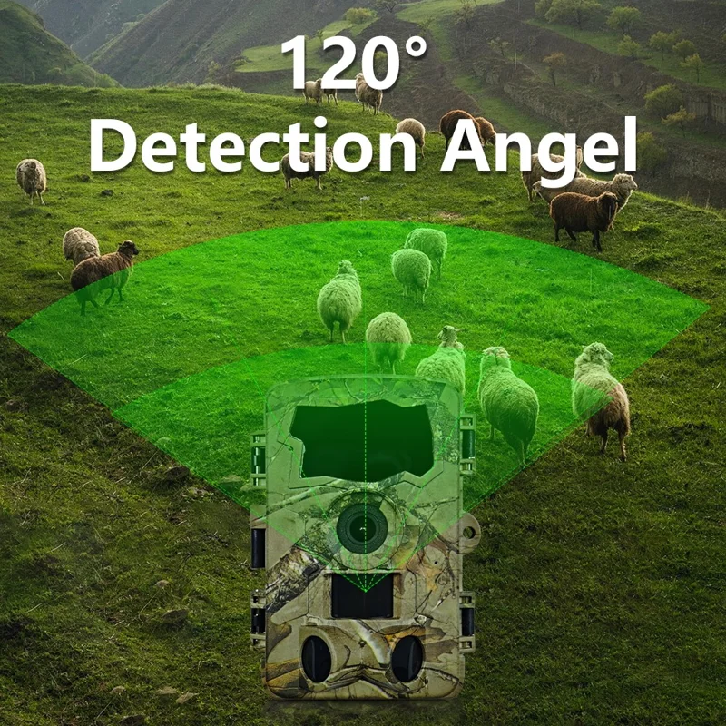 PR909W Fotocamera per Sicurezza Esterna, Caccia, 5K 60MP WiFi Visione Notturna Telecamera di Sorveglianza