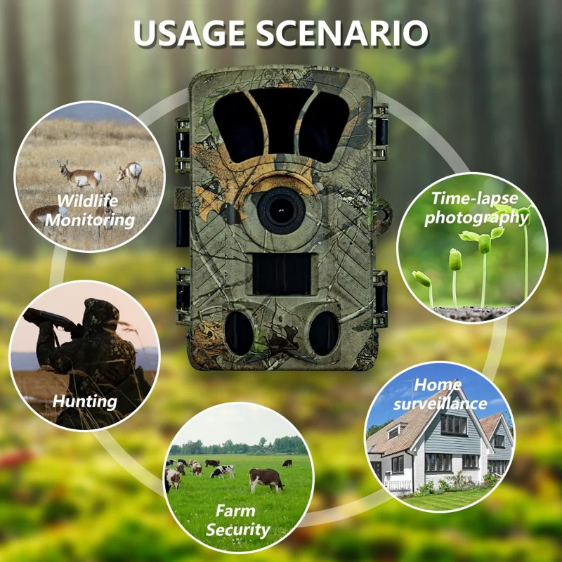 PR908W 5K 60МП WiFi Охотничья Камера с Ночным Видением Широкоугольная Камера для Наблюдения за Дикой Природой
