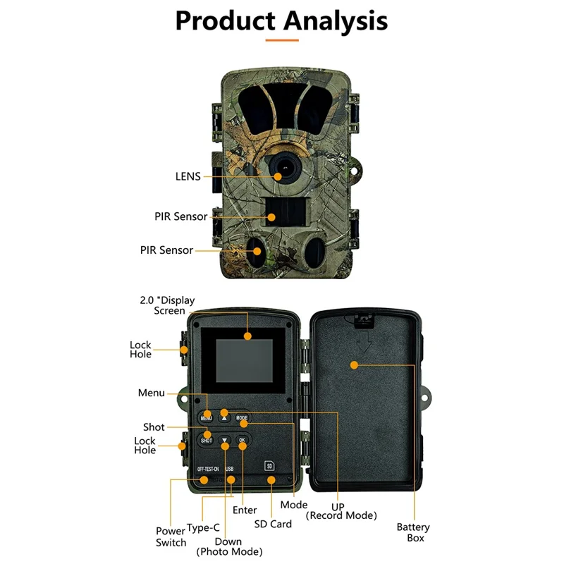 PR908W 5K 60МП WiFi Охотничья Камера с Ночным Видением Широкоугольная Камера для Наблюдения за Дикой Природой