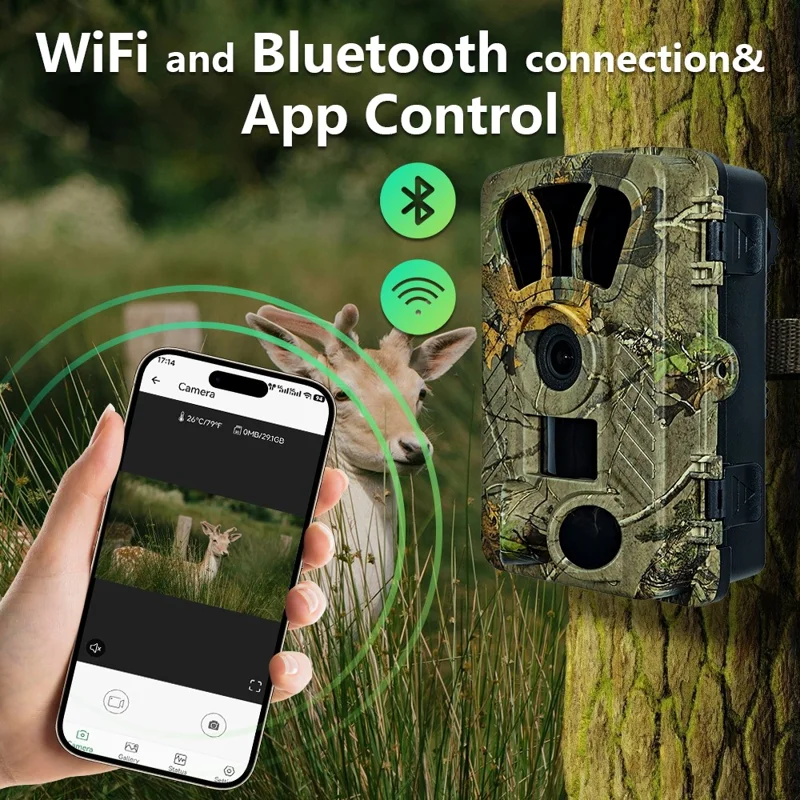 PR908W 5K 60МП WiFi Охотничья Камера с Ночным Видением Широкоугольная Камера для Наблюдения за Дикой Природой