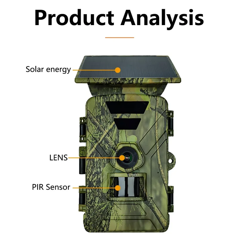 PR903W Caméra de chasse solaire extérieure 8K 60MP WiFi Vision nocturne infrarouge Caméra de sentier