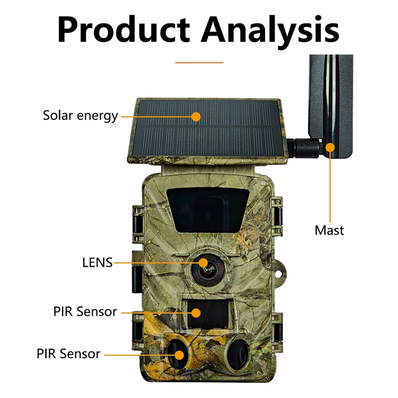 PR903G 5K Cámara de Caza para Exteriores con Visión Nocturna, Solar, 4G con Tarjeta SIM, Versión UE