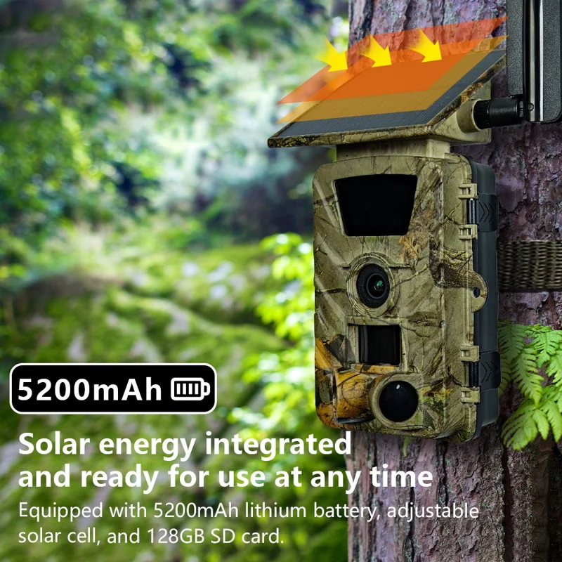 PR903G 5K Cámara de Caza para Exteriores con Visión Nocturna, Solar, 4G con Tarjeta SIM, Versión UE