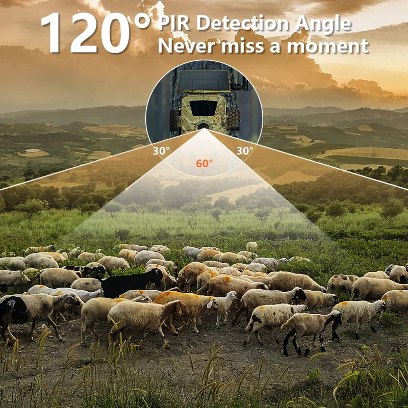 PR903G 5K Cámara de Caza para Exteriores con Visión Nocturna, Solar, 4G con Tarjeta SIM, Versión UE