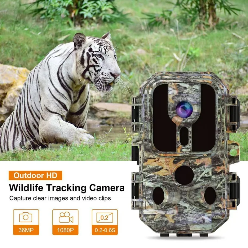 DL022 Fotocamera da Caccia con Schermo IPS da 2,0 Pollici Impermeabile, Visione Notturna a Infrarossi PIR e HD per Riprese all'Aperto
