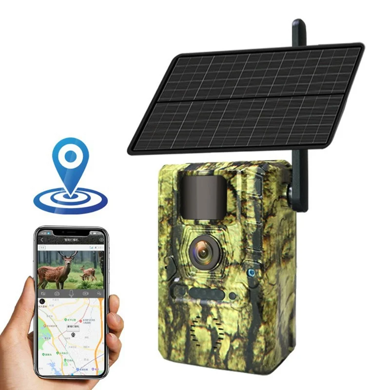 Caméra de sécurité GPS solaire H50 4G pour extérieur - Vision nocturne, détection de mouvement, surveillance animale - Version EU