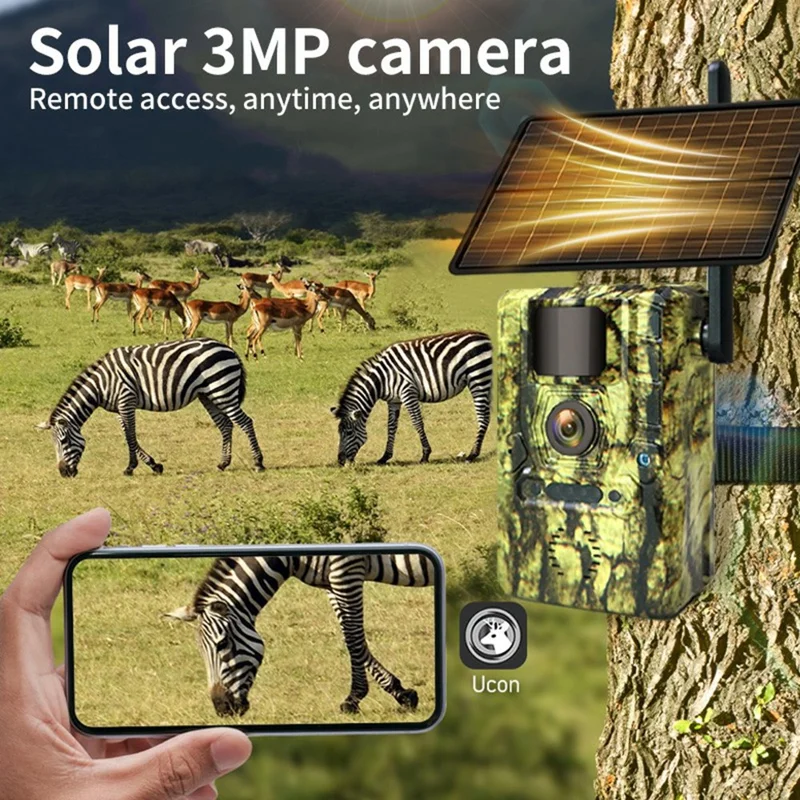 Caméra de sécurité GPS solaire H50 4G pour extérieur - Vision nocturne, détection de mouvement, surveillance animale - Version EU