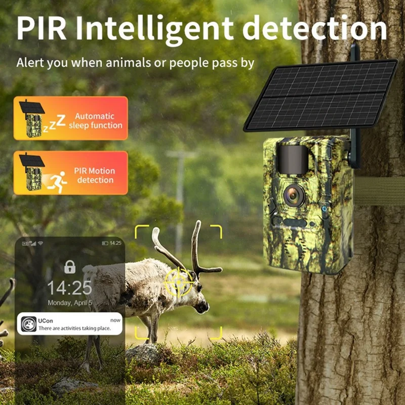 Caméra de sécurité GPS solaire H50 4G pour extérieur - Vision nocturne, détection de mouvement, surveillance animale - Version EU