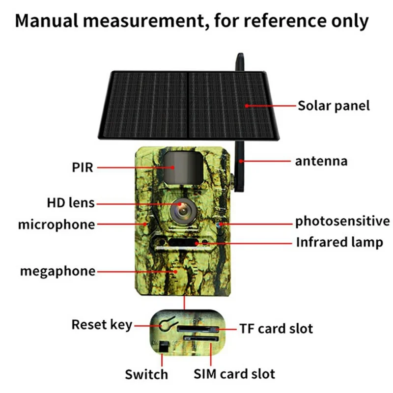 Caméra de sécurité GPS solaire H50 4G pour extérieur - Vision nocturne, détection de mouvement, surveillance animale - Version EU