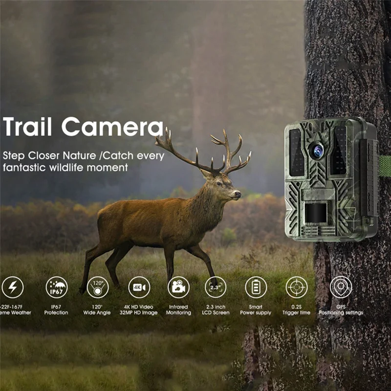 BST880 Caméra de Chasse 4K Haute Définition avec Détection de Mouvement, Vision Nocturne Infrarouge et Surveillance de la Faune (Sans Batterie)