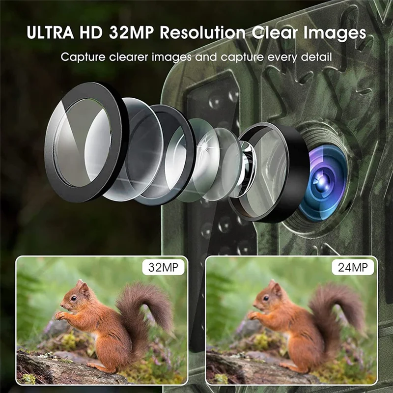 BST880 Caméra de Chasse 4K Haute Définition avec Détection de Mouvement, Vision Nocturne Infrarouge et Surveillance de la Faune (Sans Batterie)