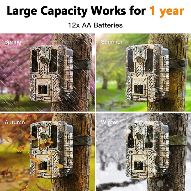 BST880 Caméra de Chasse 4K Haute Définition avec Détection de Mouvement, Vision Nocturne Infrarouge et Surveillance de la Faune (Sans Batterie)