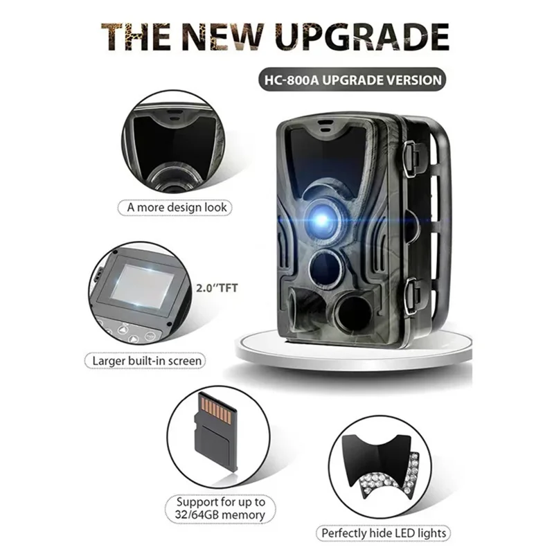 HC-801A Infrared Night Vision Wildlife Trail Cam Waterproof Outdoor Hunting Camera, Lithium Battery Version (without Battery)