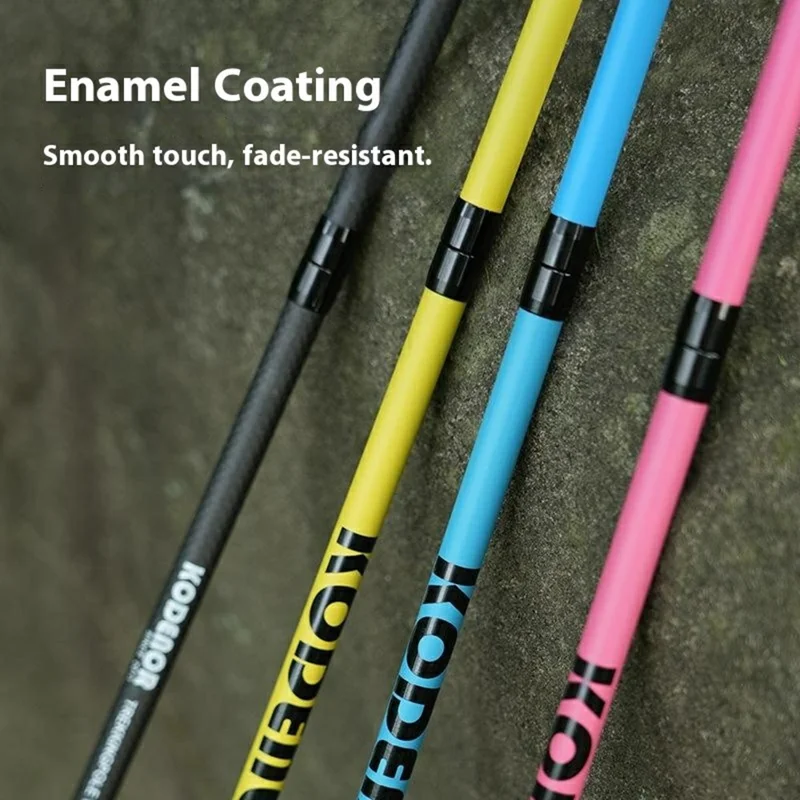 KODENOR 1Pc 105cm 3K Carbon Fiber Ultralight 4-Section Foldable Trekking Pole for Mountaineering Hiking Walking Stick - Pink