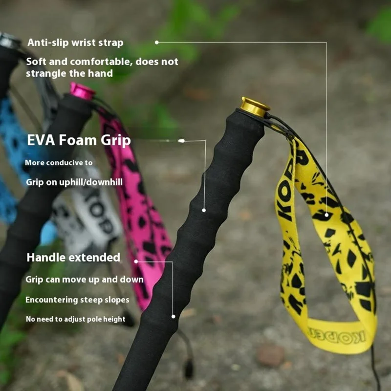 KODENOR 1Pc 105cm 3K Carbon Fiber Ultralight 4-Section Foldable Trekking Pole for Mountaineering Hiking Walking Stick - Pink