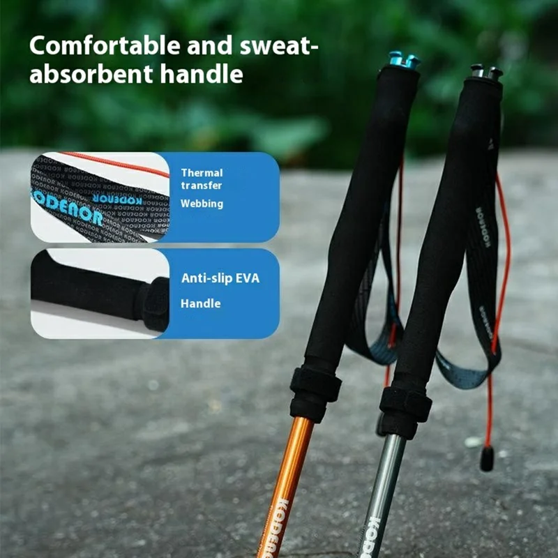 KODENOR 1Pc 110cm Quick Lock Trekking Pole for Outdoor Hiking Aluminum Alloy Foldable Walking Stick - Tarnish