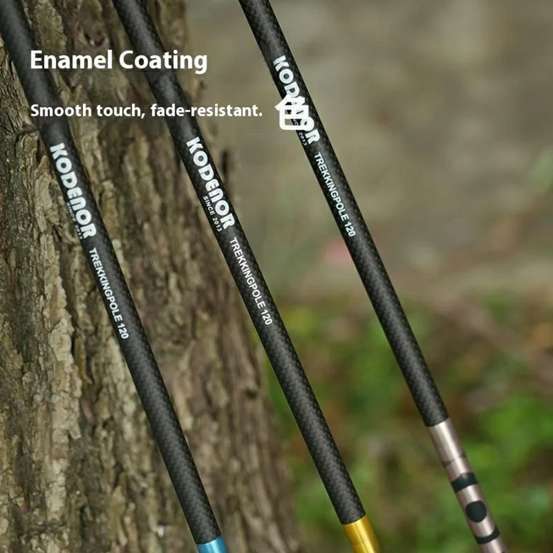 KODENOR 1Pc 110cm Trekking Pole Carbon Fiber + Aluminum Alloy Ultra Light 4-Section Foldable Hiking Stick - Pink