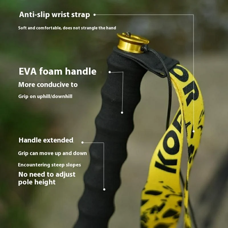 KODENOR 1Pc 120cm Trekking Pole Carbon Fiber + Aluminum Alloy Ultra Light 4-Section Foldable Hiking Stick - Pink