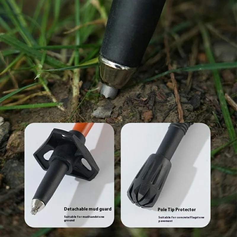 KODENOR 1Pc 120cm Outdoor Professional Trekking Pole Carbon Fiber Foldable Hiking Stick for Mountaineering - Orange