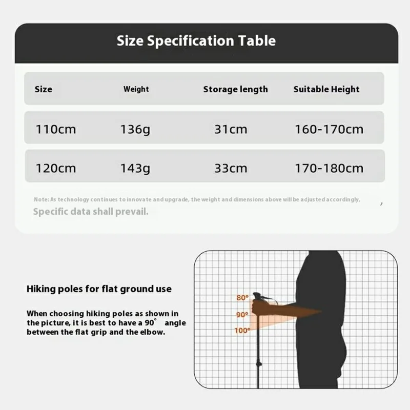 KODENOR 1Pc 120cm Outdoor Professional Trekking Pole Carbon Fiber Foldable Hiking Stick for Mountaineering - Orange