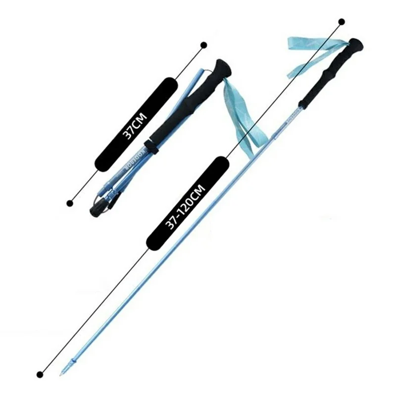 KODENOR 1Pc 120cm Foldable 4-Section Trekking Pole Lightweight Aluminum Alloy Hiking Stick for Mountain Climbing - Blue