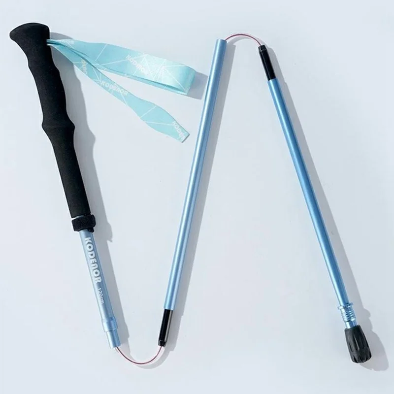 KODENOR 1Pc 120cm Foldable 4-Section Trekking Pole Lightweight Aluminum Alloy Hiking Stick for Mountain Climbing - Blue