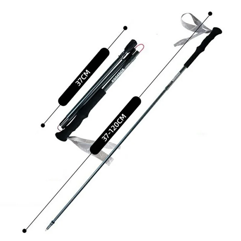 KODENOR 1 stk. 120 cm foldbar 4-dels vandrestok letvægtsstok i aluminiumslegering til vandring i bjergene - Tarnish