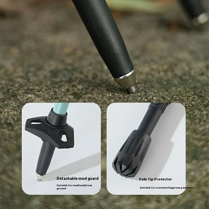 KODENOR 1Pc 120cm Professional Trekking Pole Ultralight Carbon Fiber Quick Lock Foldable Hiking Stick - Blue