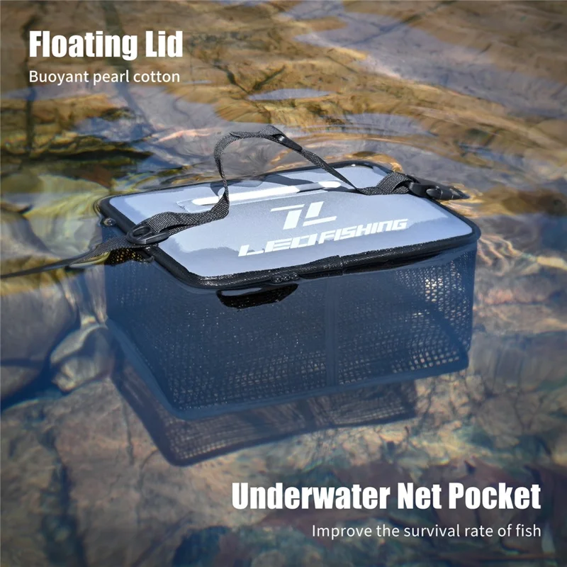 LEOFISHING GY28 EVA Квадратная плавающая рыбная корзина 28x21x26см Двойная молния Широкое открытие Живая рыба Креветочная клетка Складная