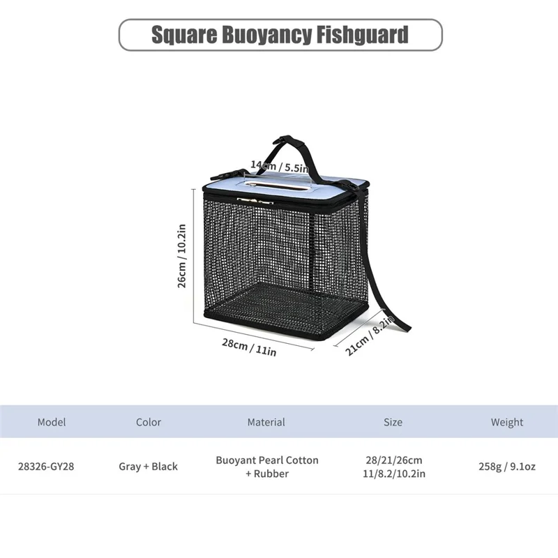 LEOFISHING GY28 EVA Квадратная плавающая рыбная корзина 28x21x26см Двойная молния Широкое открытие Живая рыба Креветочная клетка Складная