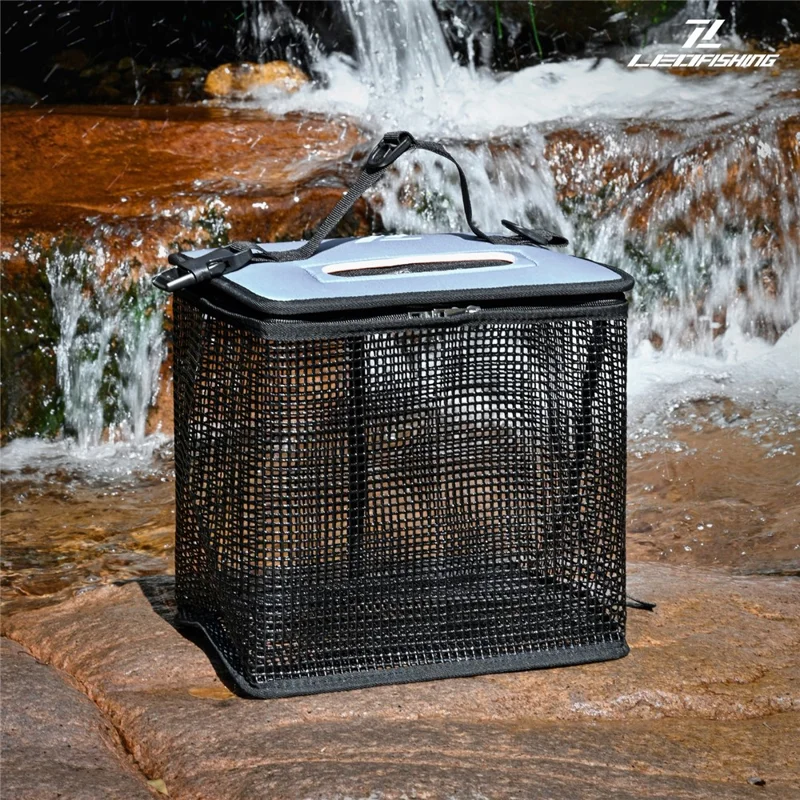 LEOFISHING GY40 EVA квадратная плавающая рыбная корзина 39x25x42см с двойной молнией и широким входом, клетка для живой рыбы и креветок, складная