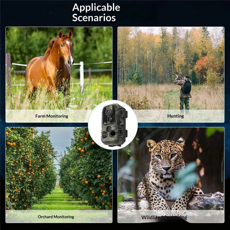 Câmara de Caça Infravermelha DL002, Câmara HD com Visão Noturna, à Prova de Água, de Ângulo Amplo, para Monitorização de Vida Selvagem