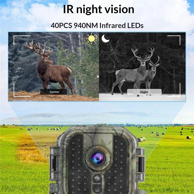Câmara de Caça Infravermelha DL002, Câmara HD com Visão Noturna, à Prova de Água, de Ângulo Amplo, para Monitorização de Vida Selvagem