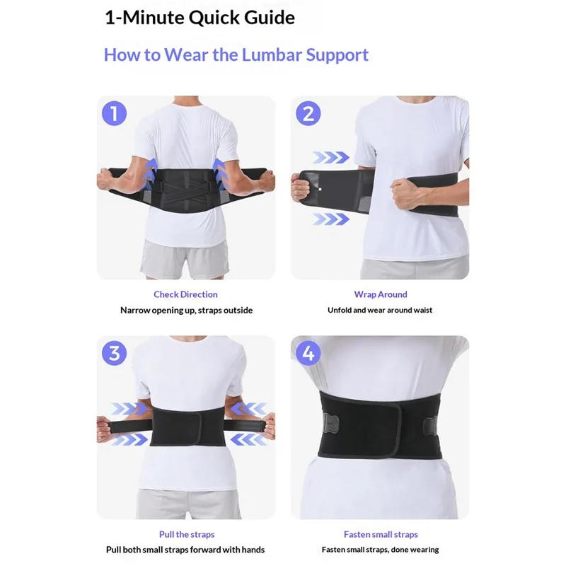 Cinturón Lumbar de Soporte AOLIKES 7898, Cinturón de Compresión Transpirable para Fitness, Soporte Lumbar en Forma de Alas - Talla M (Circunferencia de Cintura 65-75 cm) / Negro