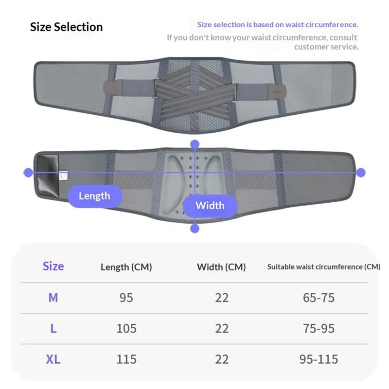 Cinturón Lumbar de Soporte AOLIKES 7898, Cinturón de Compresión Transpirable para Fitness, Soporte Lumbar en Forma de Alas - Talla M (Circunferencia de Cintura 65-75 cm) / Negro