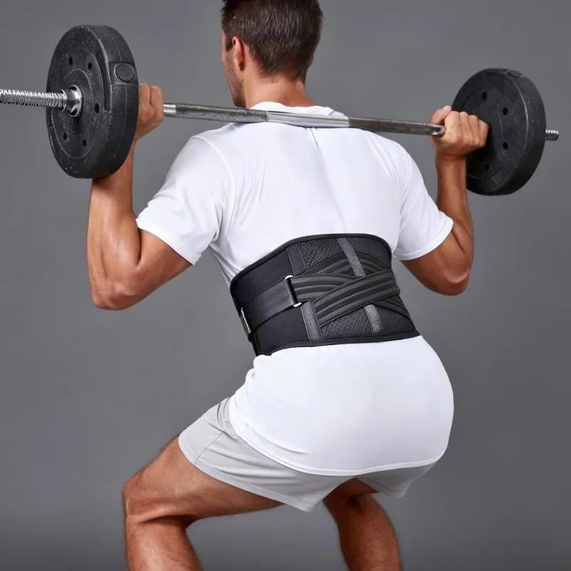 Cinturón Lumbar de Soporte AOLIKES 7898, Cinturón de Compresión Transpirable para Fitness, Soporte Lumbar en Forma de Alas - Talla M (Circunferencia de Cintura 65-75 cm) / Negro