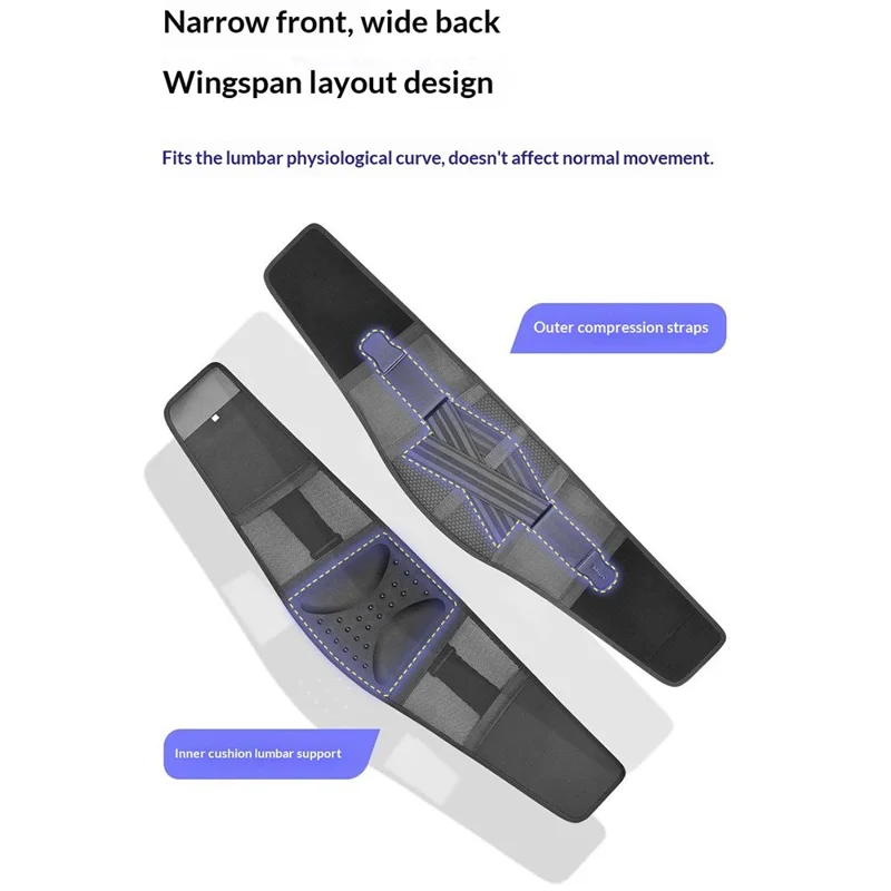 Cinturón Lumbar de Soporte AOLIKES 7898, Cinturón de Compresión Transpirable para Fitness, Soporte Lumbar en Forma de Alas - Talla M (Circunferencia de Cintura 65-75 cm) / Negro