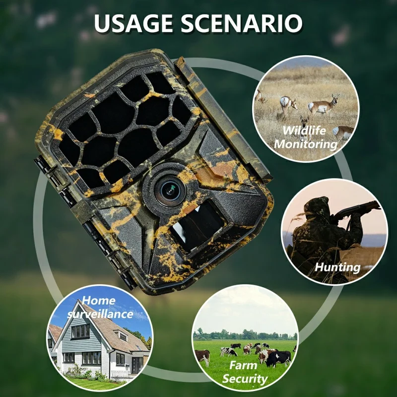 H1W 8K 60MP Trail Camera Solar Panel WiFi Bluetooth-compatible Infrared Hunting Camera with Night Vision for Wildlife Scouting - Camouflage